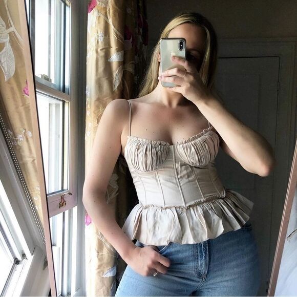 H&M Brock Collection Linen-blend Corset-style Top - Picture 12 of 13